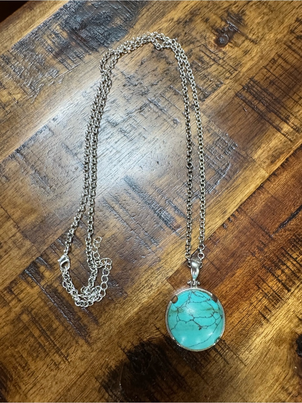 Lele Sadoughi Half Moon Silver/Turquoise Pendant Necklace